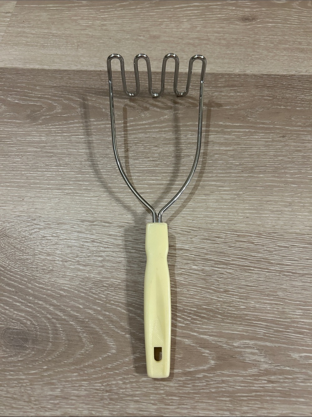 Vintage Cream Handle Stainless Steel Potato Masher - Unbranded